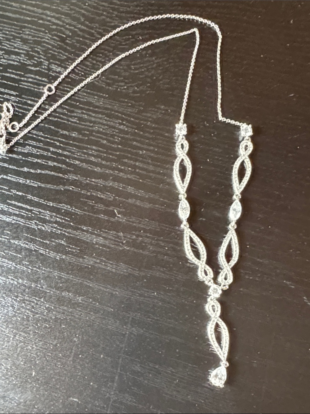 Elegant Silver-Tone Drop Pendant Necklace - Women Jewelry